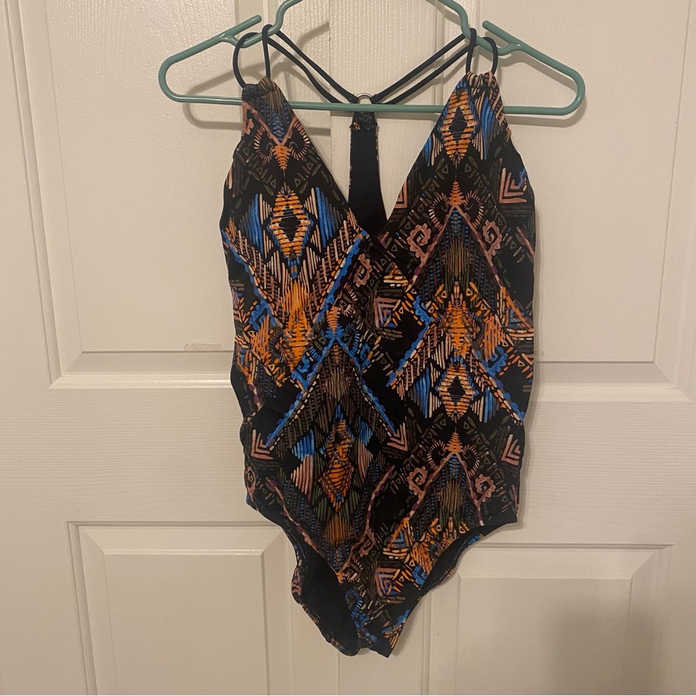 Time and Tru Colorful Print One Piece Swimsuit